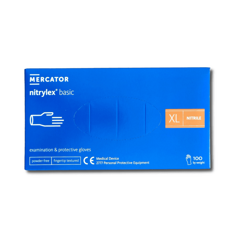Mănuși Nitril Albastre Mercator Nitrylex Basic, nepudrate, 100 buc/cutie