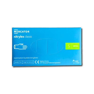 Mănuși Nitril Albastre Mercator Nitrylex Classic, nepudrate, 100 buc/cutie